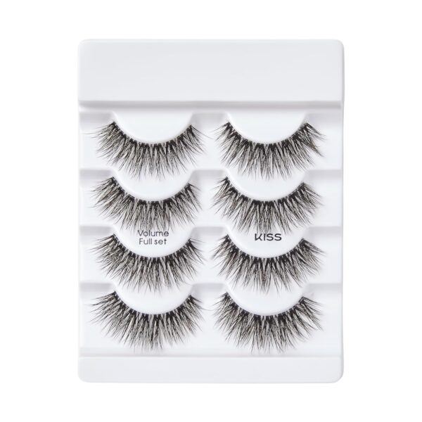 KISS Lash Couture Luxtension, False Eyelashes, 'Volume Full Set', 14 mm, Includes 4 Pairs Of Lashes, Contact Lens Friendly, Easy to Apply, Reusable Strip Lashes
