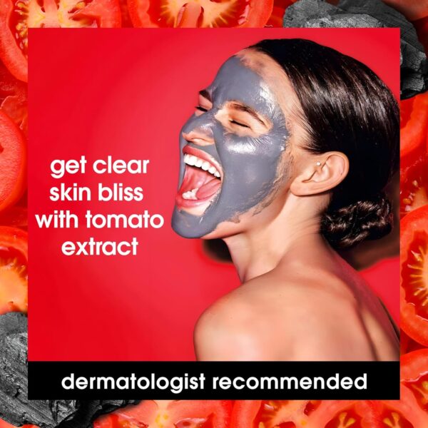 Yes To Tomatoes Clear Skin Detoxifying Charcoal Mud Mask For Acne Prone Skin Draw Out Impurities And Prevent Breakouts Contains Salicylic Acid 96 Natural Ingredients, Red, Tomato, 2.006 Fl Oz