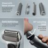 Braun Series 8 Electric Razor for Men, with 4+1 Shaving Elements & Precision Long Hair Trimmer, Close & Gentle Even on Dense Beards, Wet & Dry Electric Razor with 60min Runtime, 8517s Galvano Silver