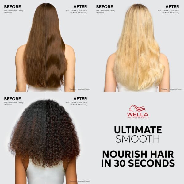 Wella Professionals ULTIMATE SMOOTH Shampoo for Dry, Dull & Frizzy Hair | For Shine & Smoothness | With Squalane & Omega 9 | Color Safe