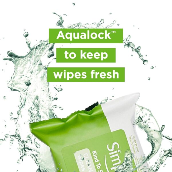 Simple Kind to Skin Cleansing Wipes Micellar Gentle and Effective Makeup Remover Free from color and dye, artificial perfume and harsh chemicals 25 Wipes