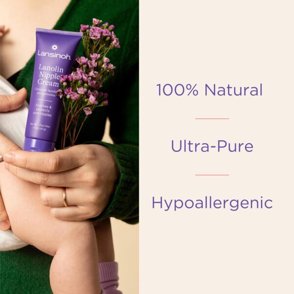 Lansinoh Lanolin Nipple Cream Safe for Breastfeeding Baby, 100% Natural Nipple Butter for Mom, Breastfeeding Essentials, 1.41 Ounces (2 Pack)