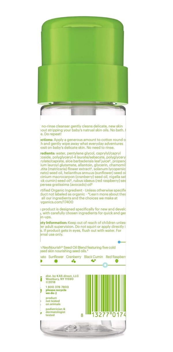 Babyganics Infant No-Rinse Micellar Cleanser, 5 Fl Oz (Pack of 2)