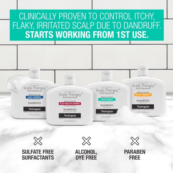 Neutrogena Scalp Therapy Anti-Dandruff Shampoo for Itchy Scalp, 2.5% salicylic acid with Peppermint Fragrance, 12 fl oz