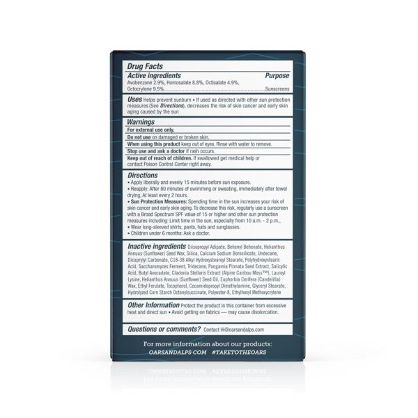 Oars + Alps Matte Face Sunscreen Stick, SPF 50 Travel Sunscreen Roll On for Face & Body, Fragrance Free, Water & Sweat Resistant Sunblock, All Skin Types, Dermatologist Tested, Moisturizing