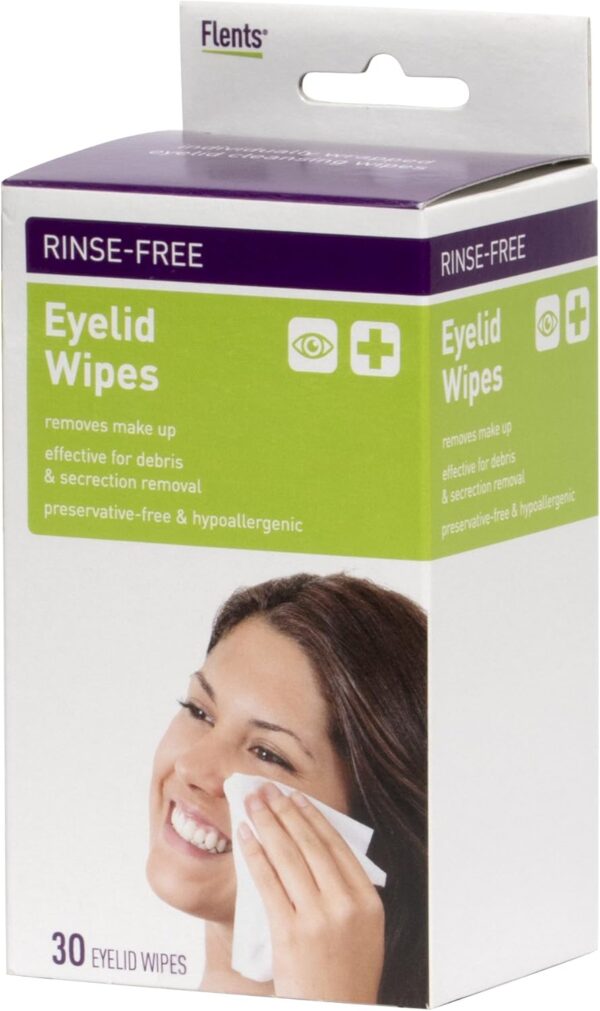 Flents Makeup Remover Wipes, 30 Count, Hypoallergenic, Gentle for Eyelids & Eyes, Individually Wrapped, Perfect for Travel, Removes Waterproof Makeup, Non-Irritating, Ideal for Sensitive Skin