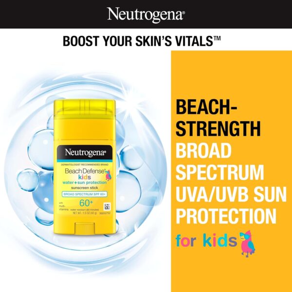 Neutrogena Beach Defense Kids Sunscreen Stick, Water-Resistant for Children, Broad Spectrum SPF 60+ for UVA/UVB Sun Protection, Oxybenzone-Free, Twin Pack, 2 x 1.5 oz