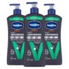 Vaseline Men's Healing Moisture Hand & Body Lotion For Dry or Cracked Skin Fast Absorbing Non-Greasy Lotion for Men 20.3 oz, Pack of 3