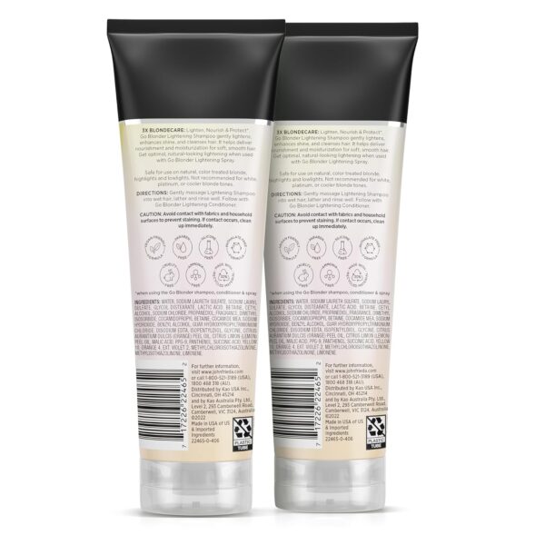 John Frieda Go Blonder Shampoo and Conditioner Set, Gradually Lightens Blonde Color Up, For Natural or Color-Treated Hair, Formulated with a Citrus Botanical Blend, Paraben Free, 8.3 oz, Pack of 2