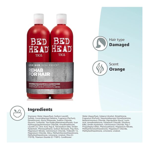 81A3j7Iy8aL._SL1500_.jpg Bed Head by TIGI Urban Antidotes Resurrection Shampoo and Conditioner for Damaged Hair 25.36 fl oz 2 count
