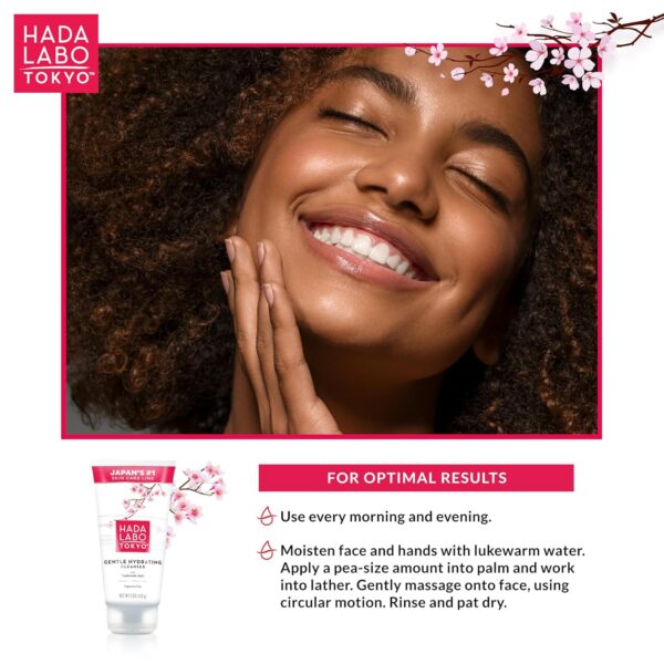Hada Labo Tokyo Gentle Hydrating Foaming Facial Cleanser, Fragrance-Free Sensitive Skin Face Wash with Hyaluronic Acid and Conditioning Agents Soften Skin, Locks In Moisture, 5.0 Oz