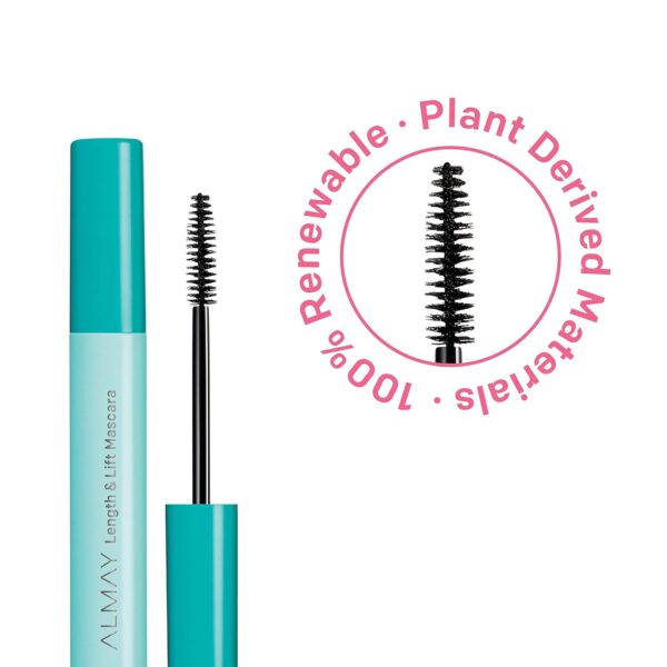 Almay Lengthening Mascara, Volume & Lift, Eye Makeup, Hypoallergenic and-Fragrance Free, 010 Blackest Black, 0.24 fl oz.
