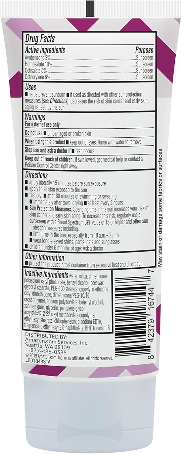 Amazon Brand - Solimo Sheer Face Sunscreen, Formulated without Octinoxate & Oxybenzone, Unscented, 3 fl oz (Pack of 1)