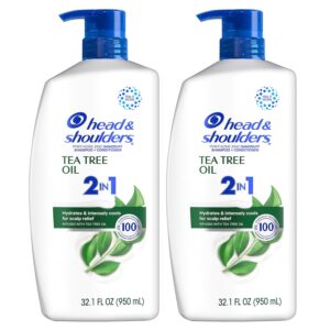 Head & Shoulders 2 in 1 Dandruff Shampoo and Conditioner, Anti-Dandruff Treatment, Tea Tree Oil for Daily Use, 32.1 oz Each, Twin Pack