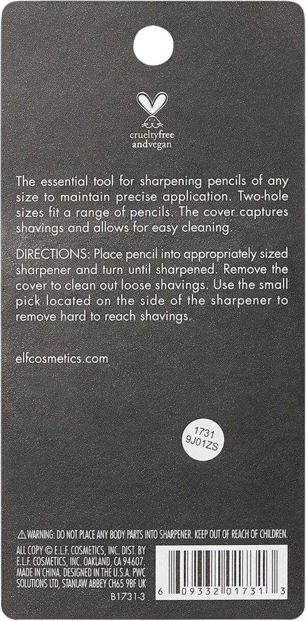 e.l.f., Dual-Pencil Sharpener, Convenient, Essential Tool, Sharpens, Easy To Clean, Travel-Friendly, Compact, Includes Bonus Small Sharpener