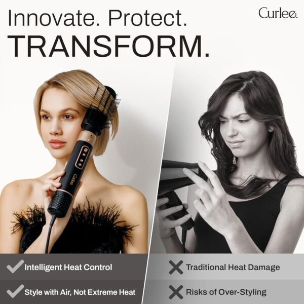 Hair Dryer Brush 1200 Watts 6 in 1 Hair Accessories Blow Dryer Automatic Curling Iron with Storage Box in Black for Curl Enhancing Hair Smoothing Volumizing Styling - by Curlee