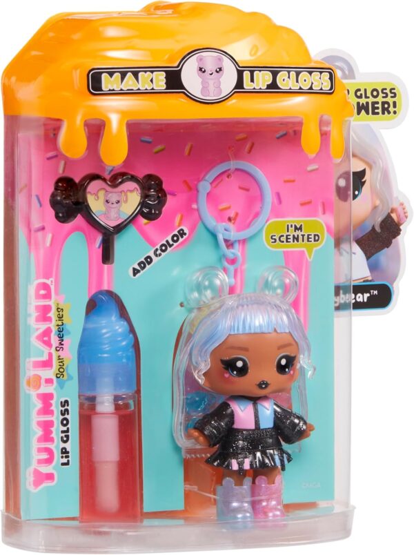 Yummiland Lip Gloss Doll: Sour Sweeties - Gabi Gummybear Includes DIY Lip Gloss + Removable Keychain, Cosmetic Play, Collectible, Ages 4+