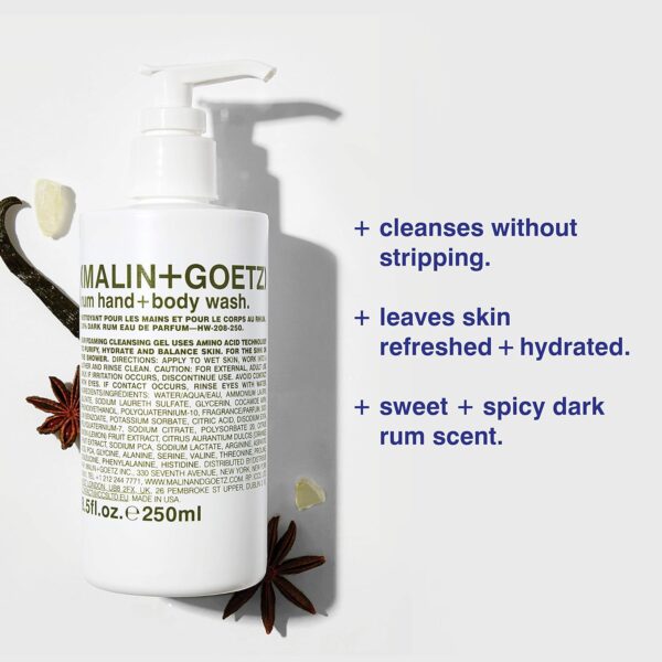 MALIN+GOETZ Hand + Body Wash – natural hydrating soap, cleansing and purifying for all skin types, prevents stripping or irritation on sensitive skin. Cruelty-free. Beauty Care