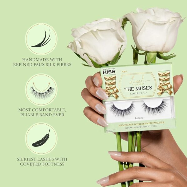 KISS Lash Couture The Muses Collection False Eyelashes, 'Legacy', 12 mm, Handmade, Refined Faux Silk, Contact Lens Friendly, Easy to Apply, Includes 1 Pair Reusable Strip Lashes