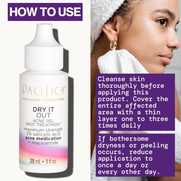 Pacifica Acne Spot Treatment & Pimple Cream – Dry It Out Gel with 2% Salicylic Acid, Witch Hazel, Niacinamide – Dries Blemishes Overnight, Fights Breakouts & Redness, For Teens & Adults, Vegan Clean