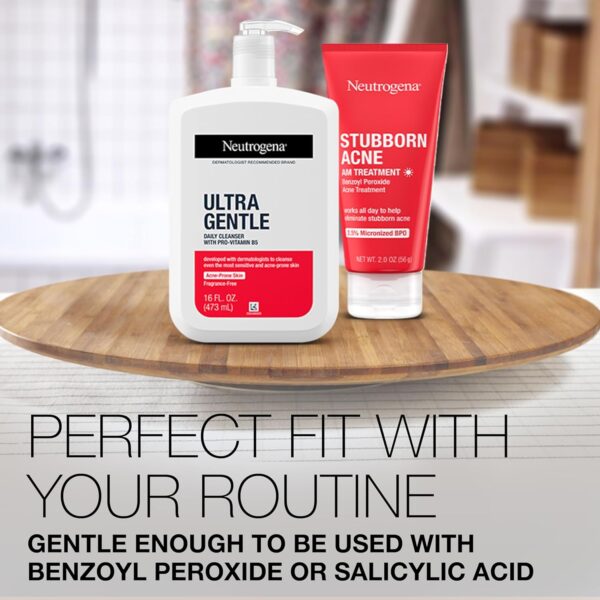 Neutrogena Ultra Gentle Daily Facial Cleanser with Pro-Vitamin B5 for Acne-Prone & Sensitive Skin. Fragrance, Dye, Soap, and Paraben-Free, Hypoallergenic Face Wash, 16 fl. oz