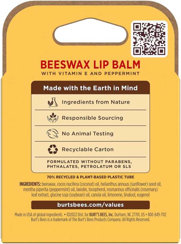 Beeswax Lip Balm Pack by Burts Bees for Unisex - 4 x 0.15 oz Lip Balm