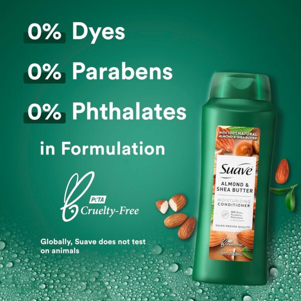 Suave Moisturizing Conditioner with 100% Natural Almond & Shea Butter, No Dyes, No Parabens, No Phthalates, 28 oz Pack of 4