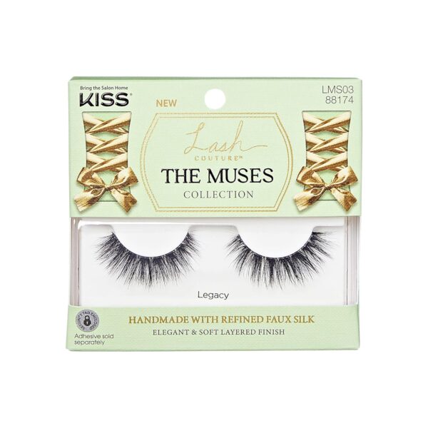KISS Lash Couture The Muses Collection False Eyelashes, 'Legacy', 12 mm, Handmade, Refined Faux Silk, Contact Lens Friendly, Easy to Apply, Includes 1 Pair Reusable Strip Lashes