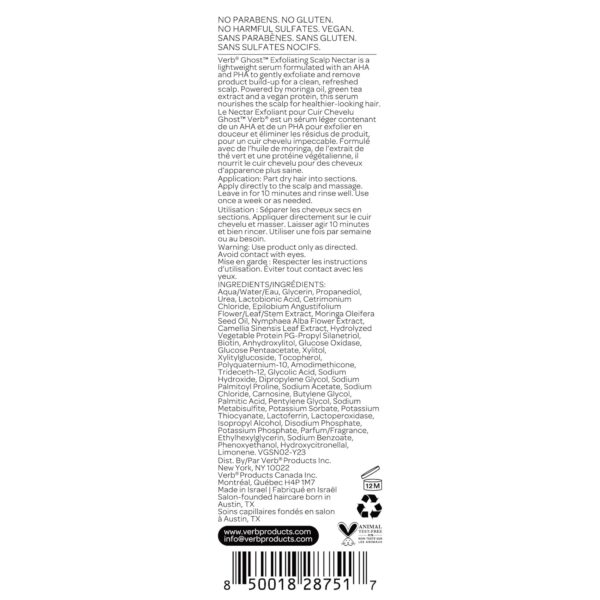 VERB Ghost Exfoliating Scalp Nectar, 2 fl oz - Lightweight Serum - Removes Product Buildup - Vegan, No Parabens or Harmful Sulfates