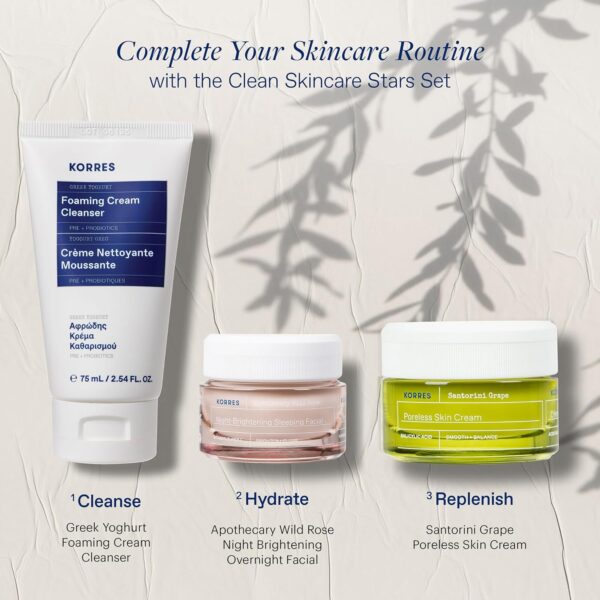 KORRES Greek Yoghurt Foaming Cream Cleanser, Hydrating, Deep Cleansing Skin Care, Makeup Remover, Face Wash for Women, Cream to Foam Facial Cleanser for Dry, Oily, Sensitive, Any Skin Type, 2.5 fl oz