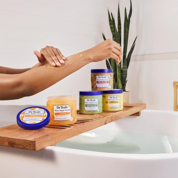 Dr Teal's Shea Sugar Body Scrub, Shea Butter with Almond Oil & Essential Oils, 19 oz (Pack of 3)