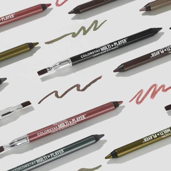 REVLON ColorStay Multiplayer Liquid-Glide Eye Pencil, Multi-Use Makeup With Blending Brush, Blends Then Sets, Creamy Texture, Waterproof, Smudge-proof, Longwearing, 402 High Stakes, 0.03 Oz