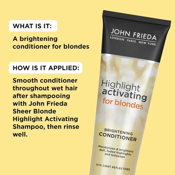 John Frieda Sheer Blonde Highlight Activating Conditioner, Brightening Conditioner for Blonde Hair, Maintains Moisture and Enhances Color with Avocado Oil, 8.45 Oz, Pack of 2