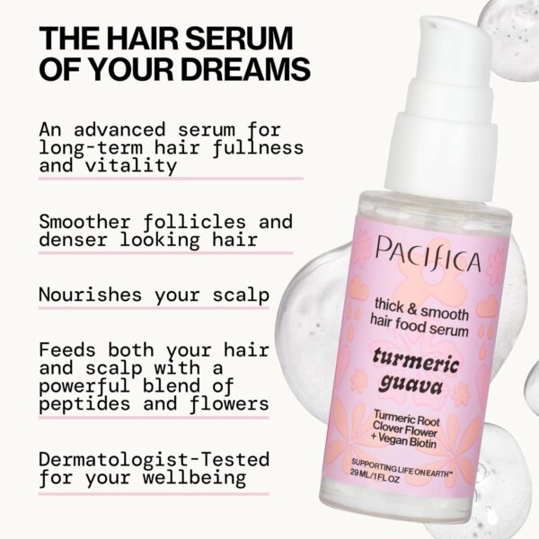 Pacifica Invisible Calming Hair Serum, Frizz Control & Hair Thickening Treatment for Fuller-Looking Hair – Unscented Leave-In Scalp Serum with Peptides, Biotin & Caffeine 1 fl oz, Vegan & Cruelty-Free