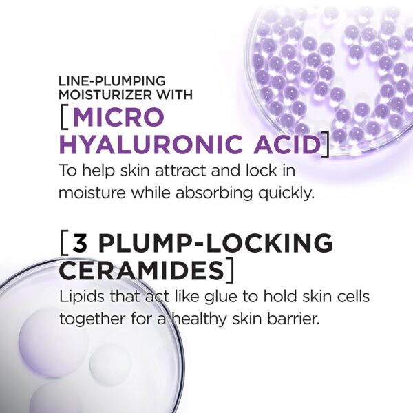 L'Oreal Paris Revitalift Moisturizer, Hyaluronic Acid Water Cream with Ceramides, Deeply Hydrating, Fragrance Free 1.7 oz + Serum Sample