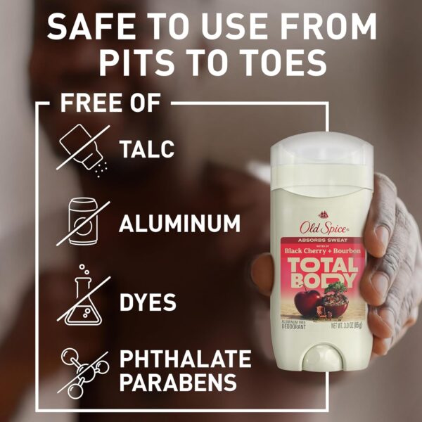 Old Spice Whole Body Deodorant Stick for Men, Aluminum Free, Black Cherry + Bourbon Scent, 24/7 Odor Protection, 24/7 Freshness, Dermatologist Tested, Gentle on Skin, Safe to Use All Over, 3.0 oz