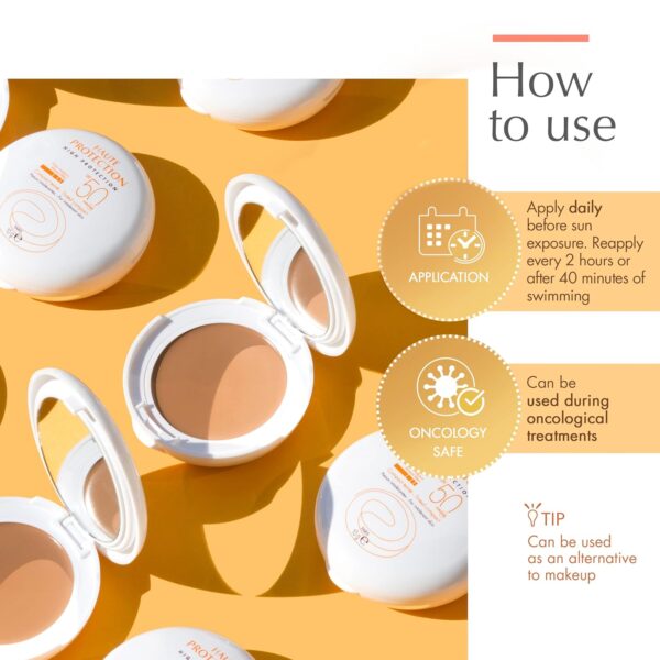 Avène High Protection Tinted Compact, Mineral Sunscreen, Tinted Sunscreen, Broad Spectrum SPF 50+, UVA/UVB Blue Light Protection, 100% Mineral, Water Resistant, Non-Greasy, Fragrance-Free