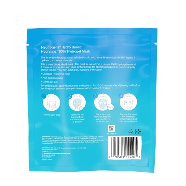Neutrogena Hydro Boost Moisturizing & Hydrating 100% Hydrogel Sheet Mask, Face Mask for Dry Skin with Hyaluronic Acid, Gentle & Non-Comedogenic, 1 oz, 12 Pack