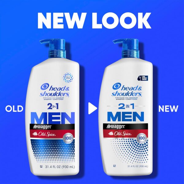 Head & Shoulders Mens 2 in 1 Dandruff Shampoo and Conditioner, Anti-Dandruff Treatment, Old Spice Swagger for Daily Use, Paraben Free, 31.4oz, 2 PACK