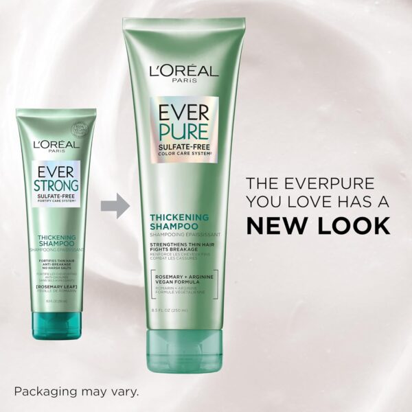 L'Oreal Paris Thickening Sulfate Free Conditioner, Thickens + Strengthens Thin, Fragile Hair, Hair Care with Rosemary Leaf, EverPure, 8.5 Fl Oz (Packaging May Vary)