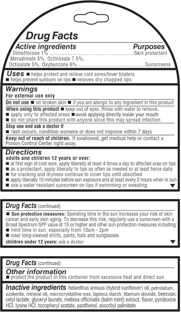 Herpecin L Lip Balm Stick with SPF30 and Lysine; Protects & Treats Cold Sores & Fever Blisters, Chapped Lips, 0.1oz - 2 Pack