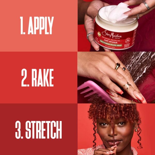 SheaMoisture Curl Stretch Multi-tasking Volume Cream Kalahari Melon Oil and a Tropical Vacation Scent With Hydrating Hyaluronic Serum, Defines Type 4 Curls For Days 11 Fl Oz