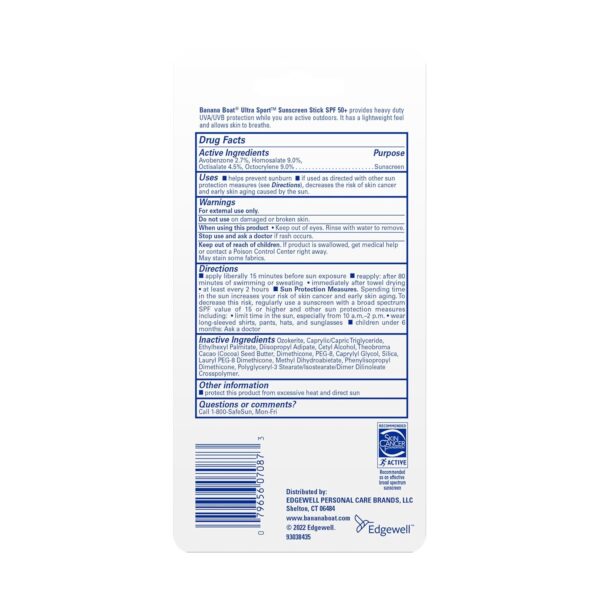 Banana Boat Sport Ultra Sunscreen Stick SPF 50, 1.5oz | Travel Size Sunscreen, Mini SPF Stick Sunblock, Oxybenzone-Free, 1.5oz