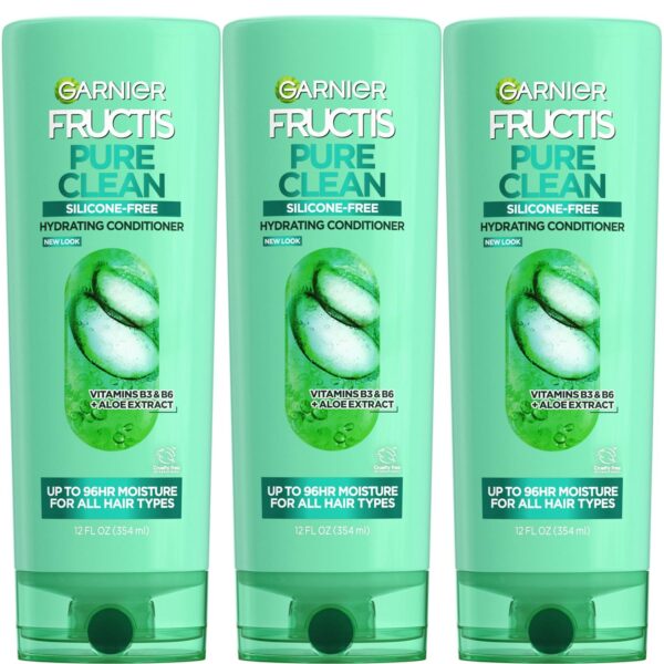 Garnier Fructis Pure Clean Hydrating Conditioner, 12 Fl Oz, 3 Count (Packaging May Vary)