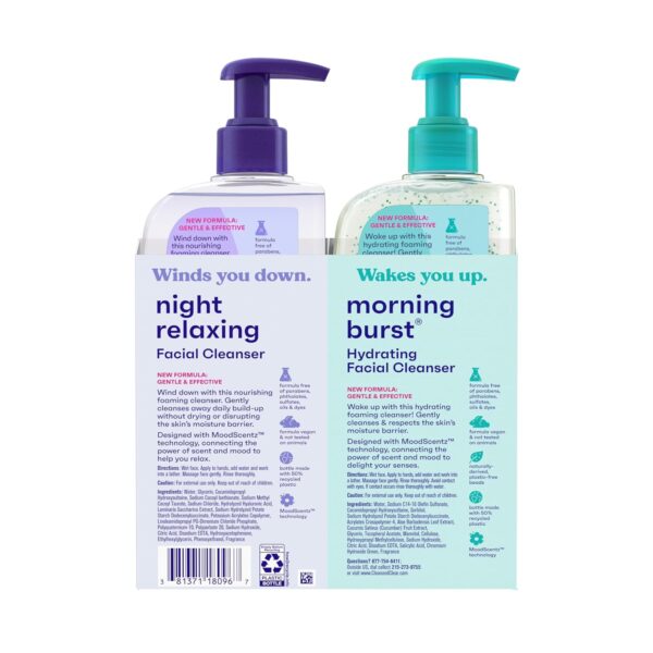 Clean & Clear 2-Pack Day & Night Daily Face Cleansers, Morning Burst Hydrating Facial Cleanser & Night Relaxing Deep Cleansing Face Wash, Oil-Free & Won't Clog Pores, 2 x 8 fl. oz