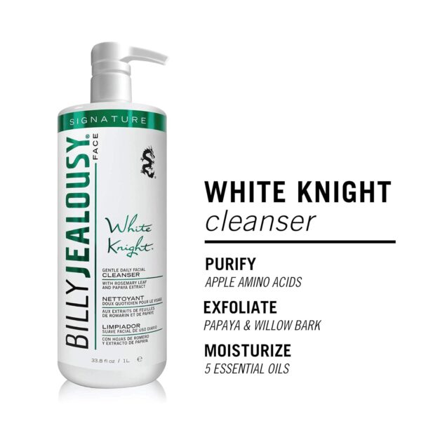 Billy Jealousy White Knight Gentle Daily Facial Cleanser with Non-Abrasive Exfoliators Ideal for All Skin Types, Men's Face Wash Formulated with Apple Amino Acids & Papaya Extract