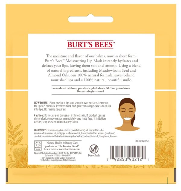 Burt's Bees 100% Natural Origin Moisturizing Lip Mask, Single Use Conditioning Lip Care , 1 Count (Package May Vary)