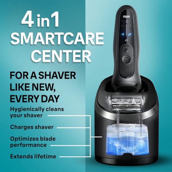 Braun Electric Shaver for Men, Series 7 7185cc, Waterproof, Wet & Dry Shave, Shaving Kit with SmartCare Center and Beard Trimmer, 3 Shave Modes, 60 Minute Battery Runtime, 10 Piece Set