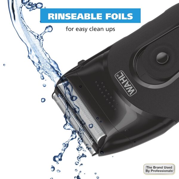 Wahl Compact Rechargeable Lithium Ion Shaver Kit with Hygienic Rinseable Foils & Cutter Bar with Dual Flexible Foils That Move with The Contours of Your Face - 7065