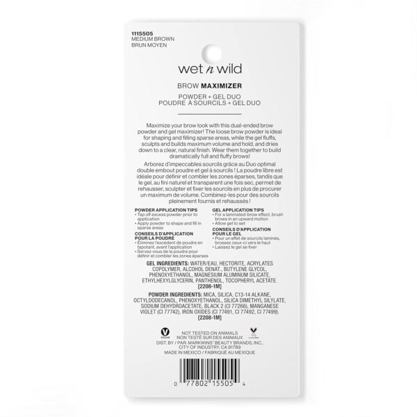 wet n wild Ultimate Brow | Eyebrow Maximizer Powder + Gel Duo Medium Brown